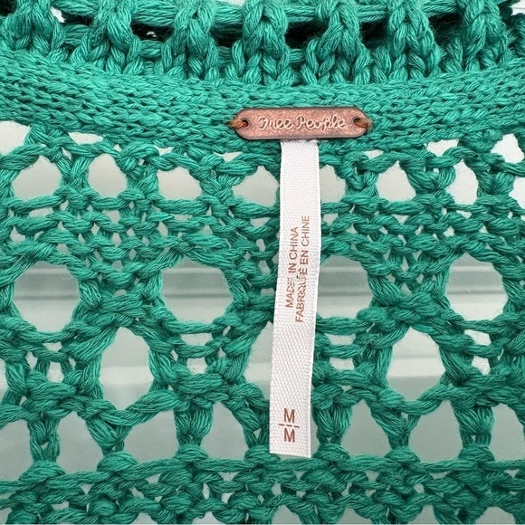 Free People Santa Cruz Crochet knit Cardigan Kelly Green Size M/L - Picture 9 of 9